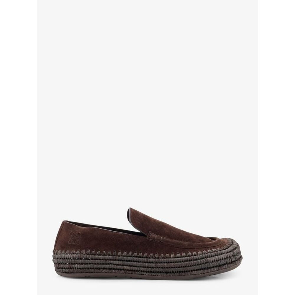 Loewe Men Rio Suede And Raffia Loafers